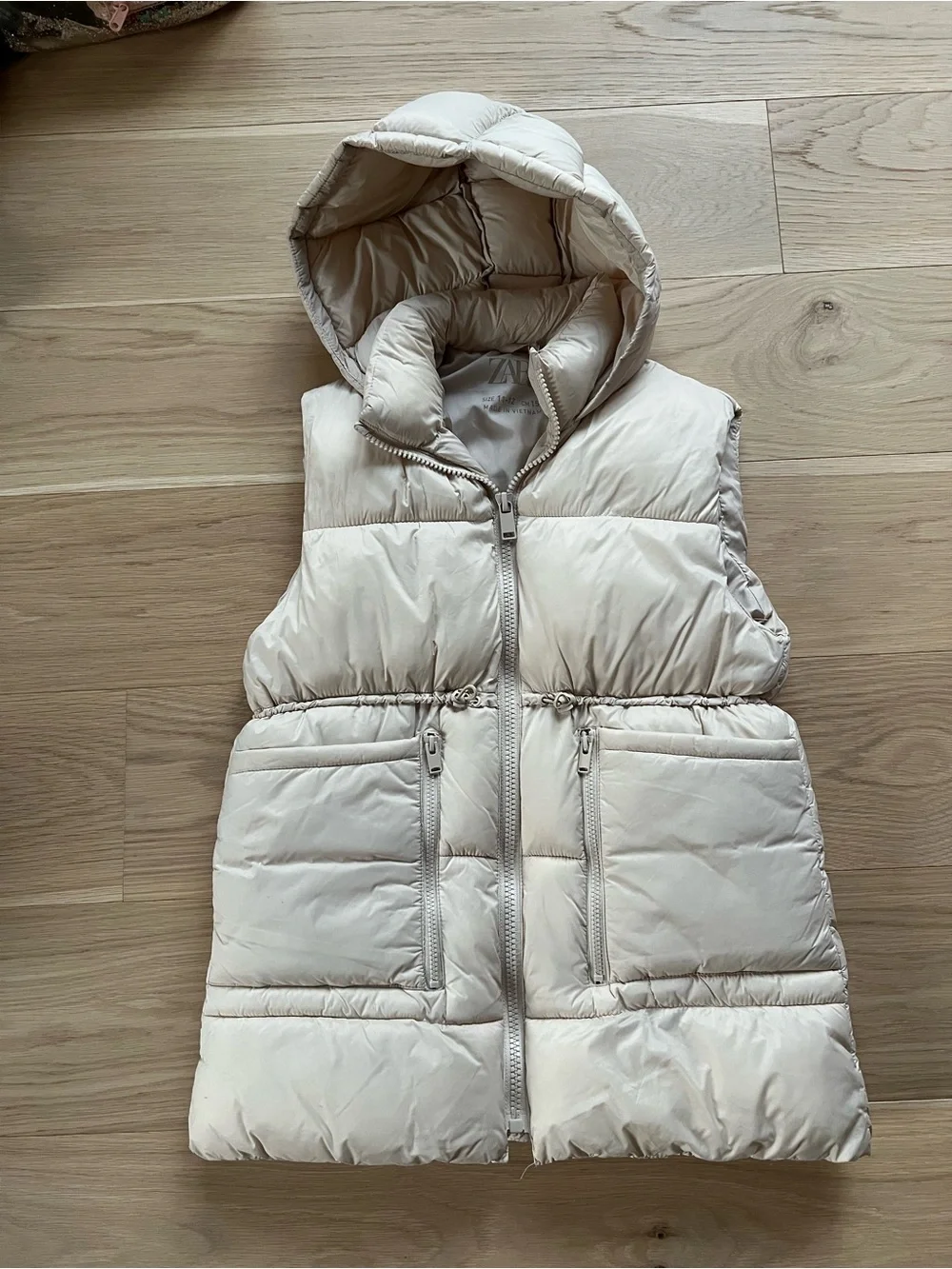 Zara Cream Hooded Puffer Vest for Kids 11-12yrs (152cm)